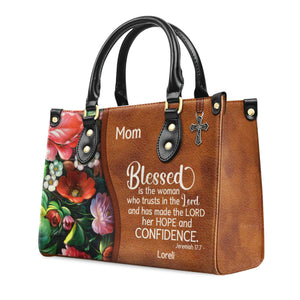 Blessed Is The Woman Who Trusts In The Lord - Thoughtful Gift For Christians - Personalized Leather Handbag With Handle - AT4080730