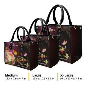 Solomon 210 Flower And Butterfly He Calls Me Beautiful One - Unique Personalized Leather Handbag - AT4080938