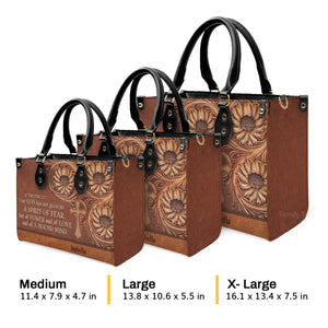 Cross For God Has Given Us A Spirit Of Power And Of Love - Personalized Leather Handbag With Handle - AT4081450