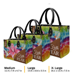 Faith Over Fear Lily Flower - Thoughtful Gift For Christians - Personalized Leather Handbag With Handle - AT4080741