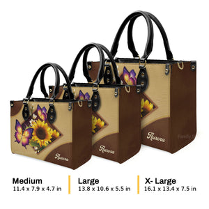 Sunflower And Butterfly - Scripture Gifts For Women Of God - Personalized Leather Handbag With Handle - AT4081410