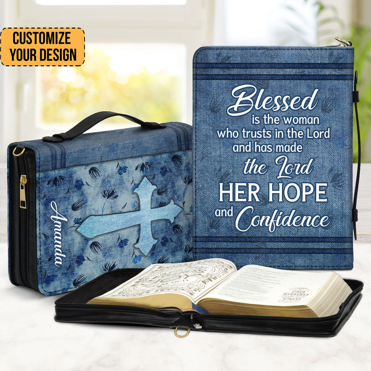 Cross Blessed In The Woman Who Trust In Lord - Beautiful Personalized Bible Covers - AT4082439