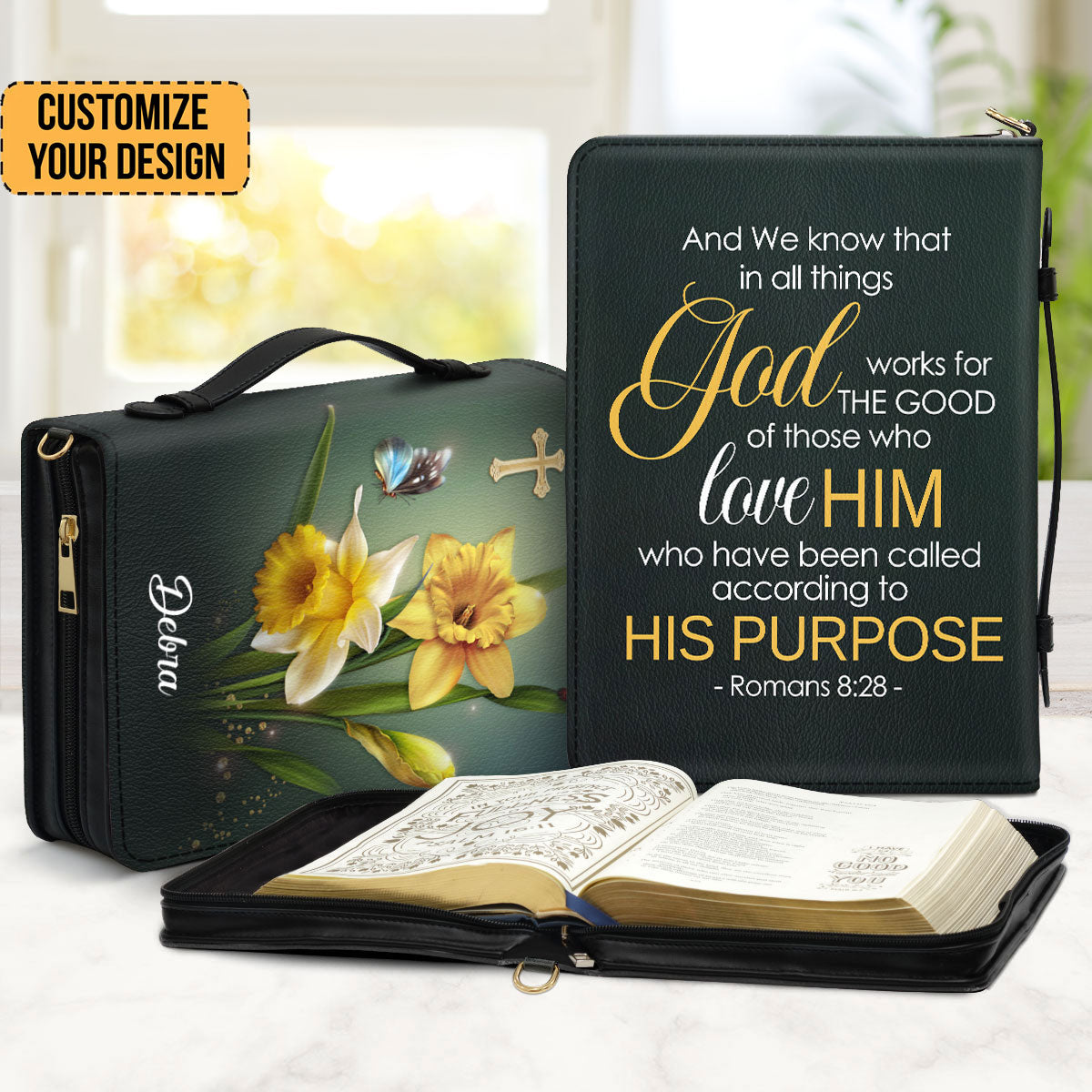 Romans 828 And We Know That In All Things Gods Works - Beautiful Personalized Bible Covers - AT4082444