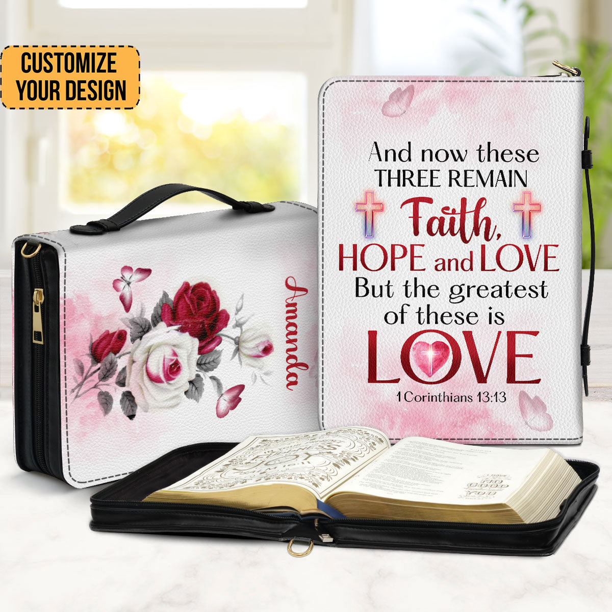 Faith, Hope And Love Corinthians 13:13 - Thoughtful Gift For Christians - Personalized Bible Covers - AT4080846