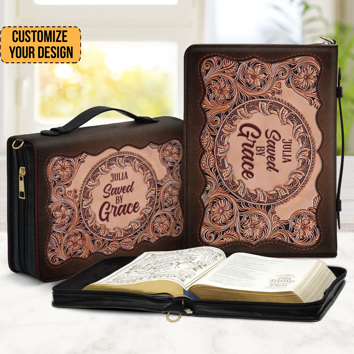 Saved By Grace - Beautiful Personalized Bible Covers - AT4081454