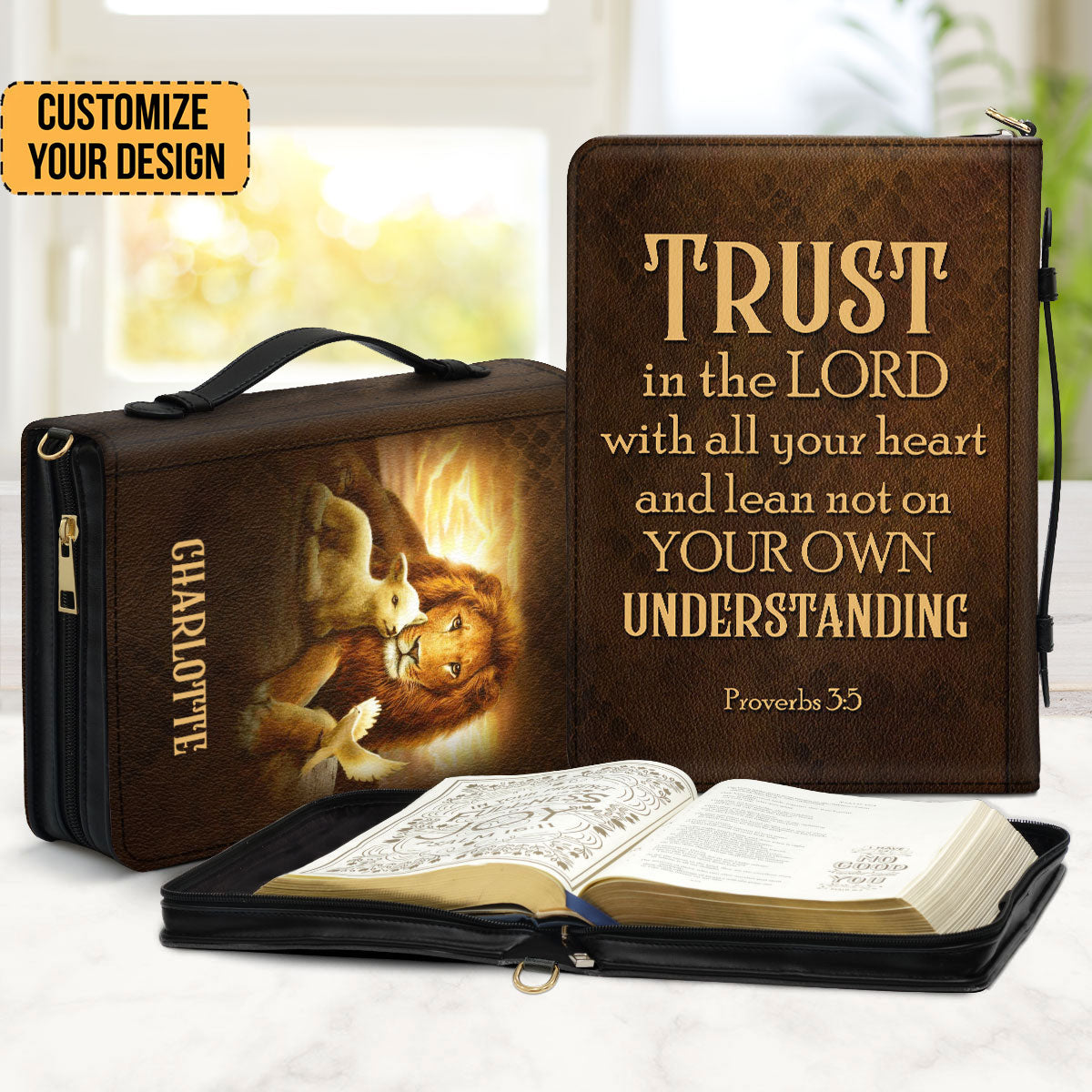 Lion Trust In The Lord - Unique Personalized Bible Covers - AT4082425