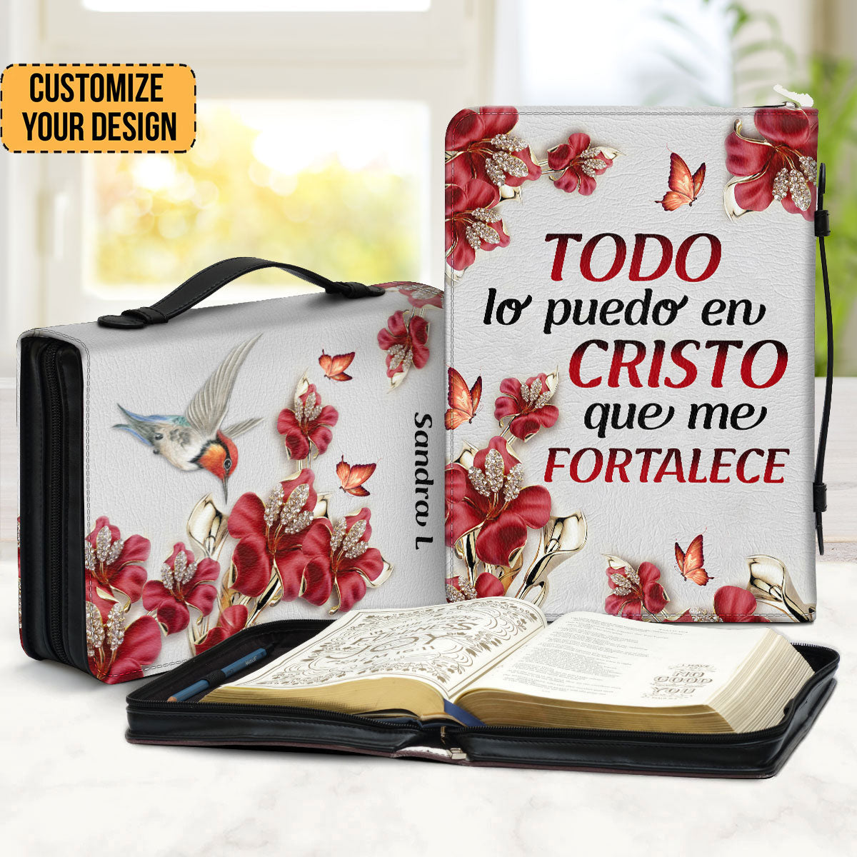 Todo Lo Puedp En Cristo Que Me Fotalece - Scripture Gifts For Women Of God - Personalized Bible Covers - AT4082432