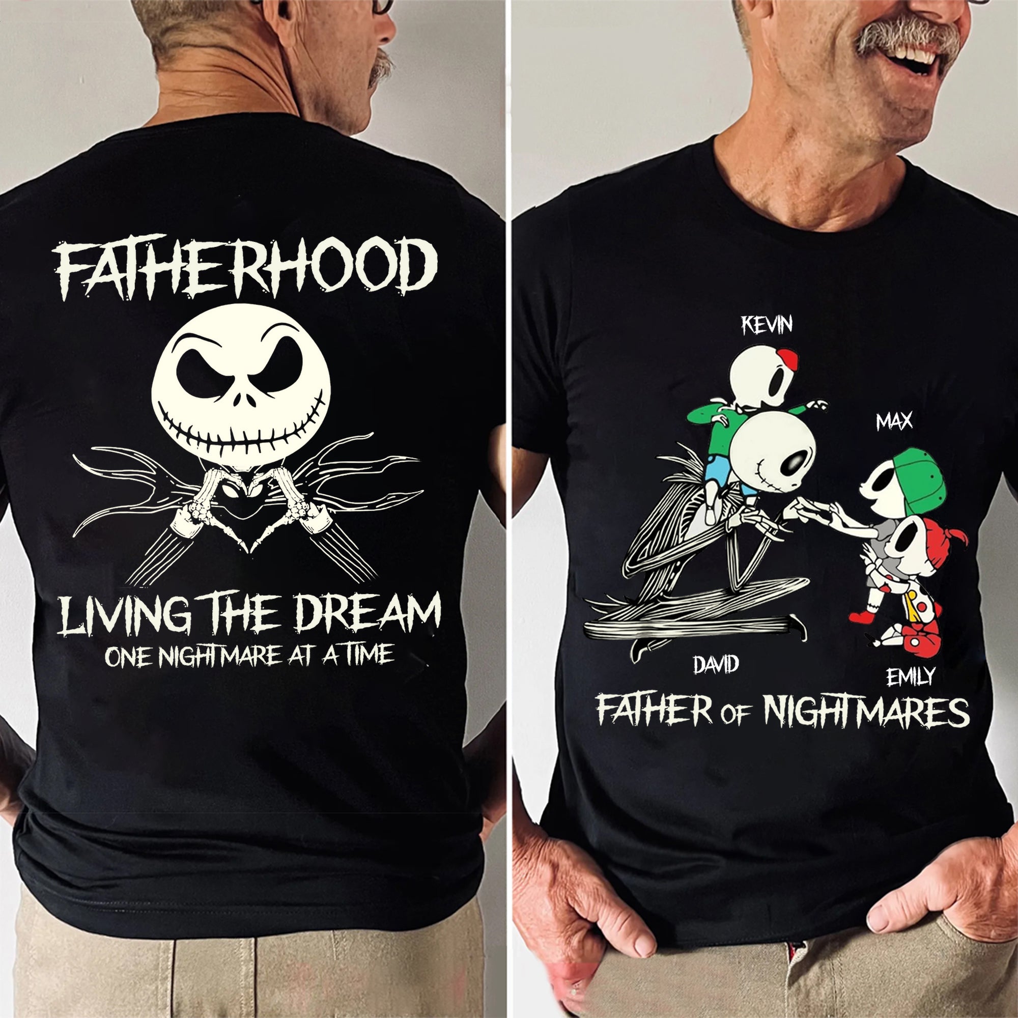 Fatherhood Living In The Dream One Nightmare At A Time - Gift For Dad - Personalized Shirt 2 Side - CL14 NA94