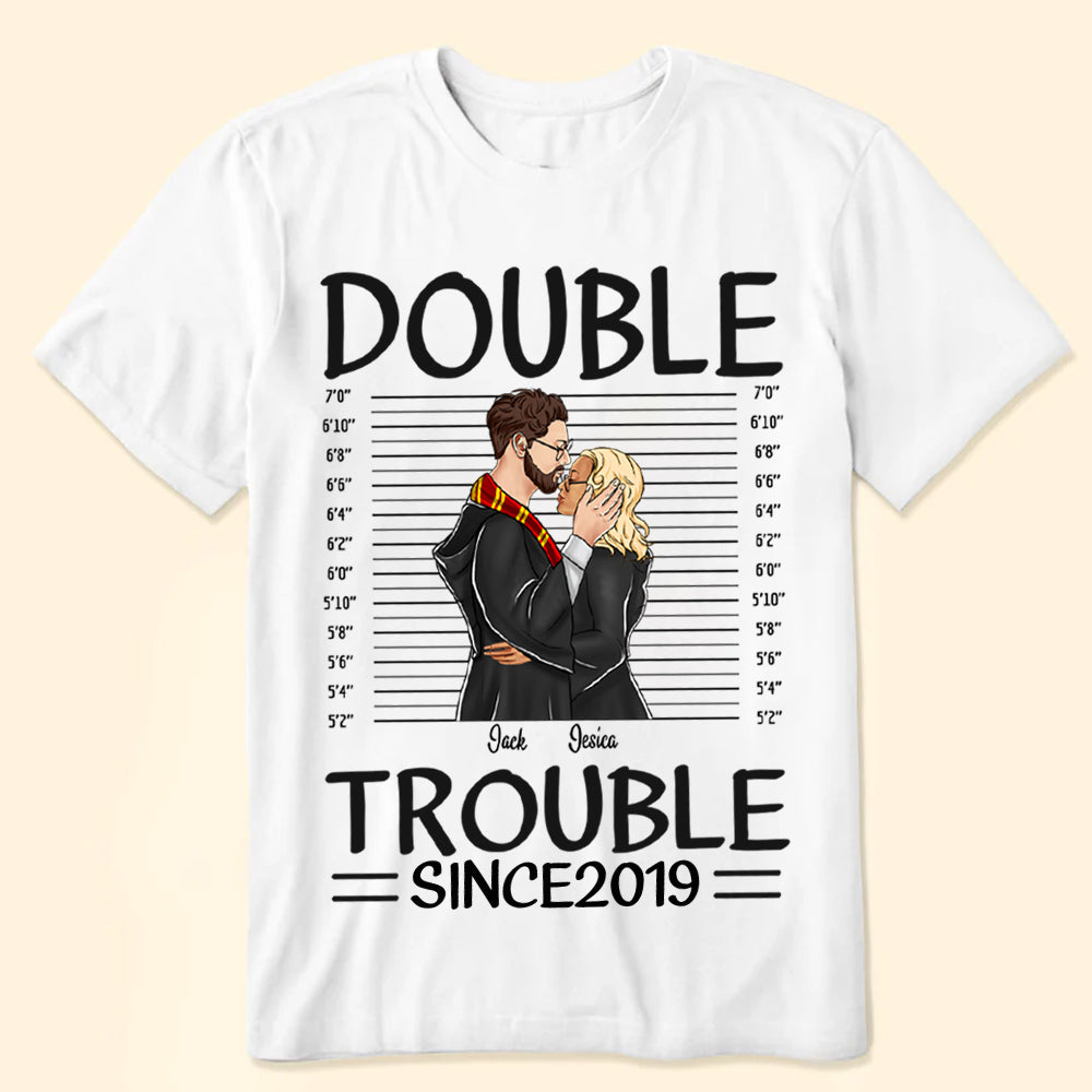 Wizard Couples Double Trouble Since - Personalized Matching Couple Shirts - CL20 PT