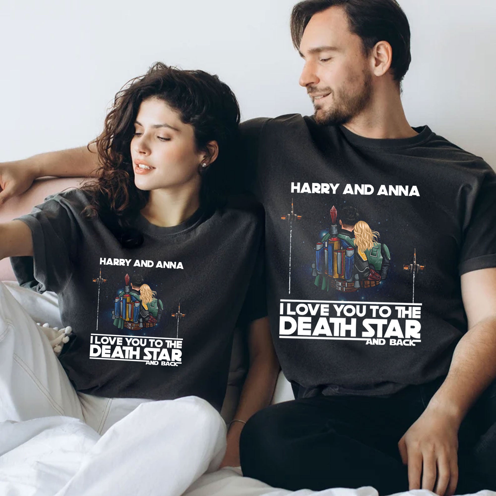 I Love You To The Death Star And Back - Gift For Couple - Personalized Couple Tshirt - CL19 NH96