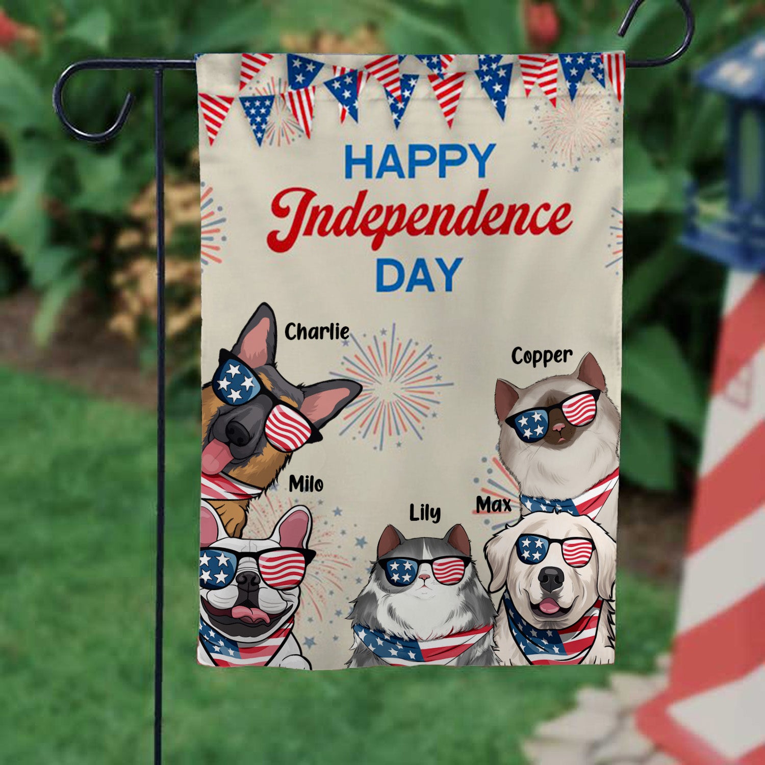 Happy Independence Day With Paw Paw - Gift For Father's Day - Personalized Flag