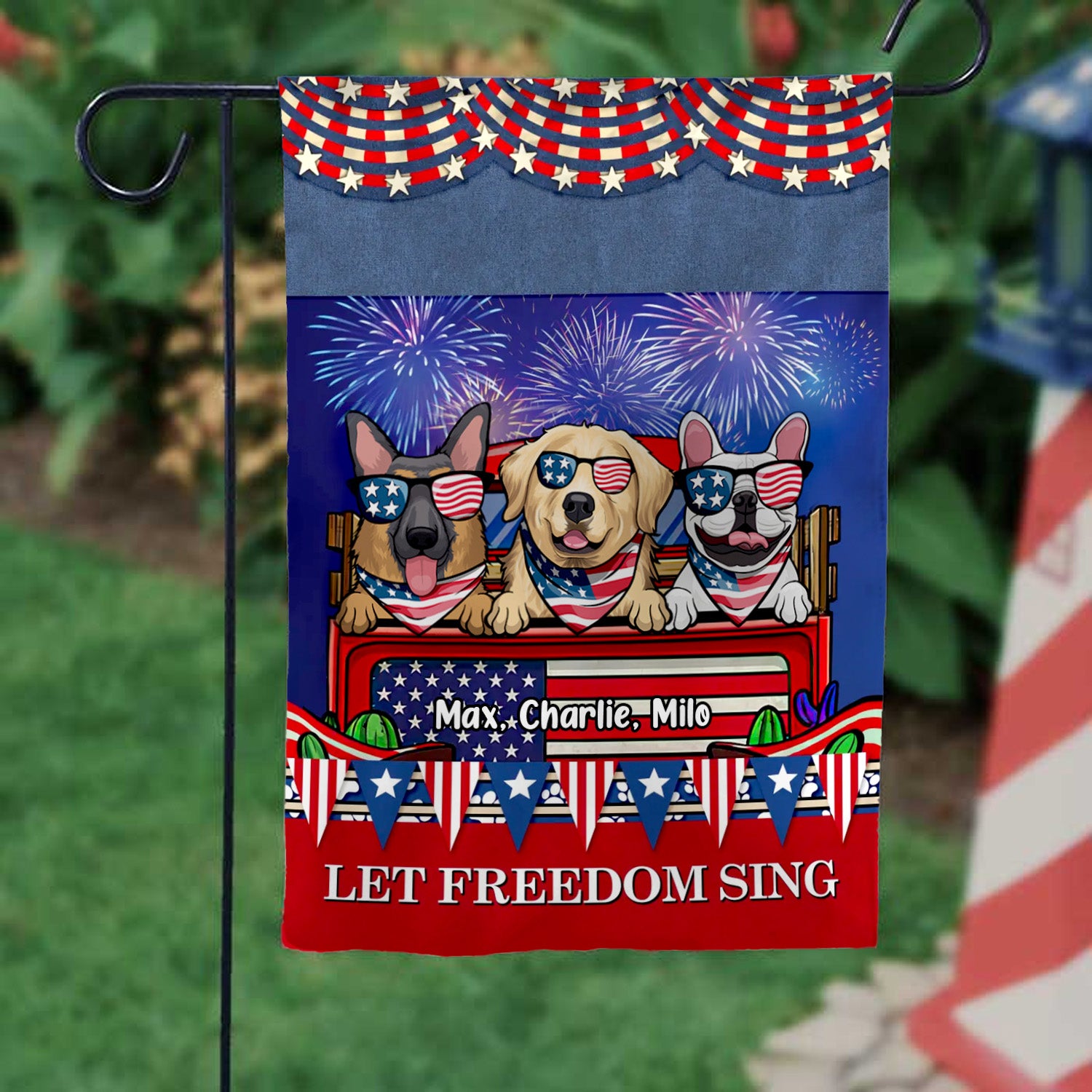 Let Freedom Sing 4th of July- Gift For Pet Lovers - Personalized Flag - CL12 NA94