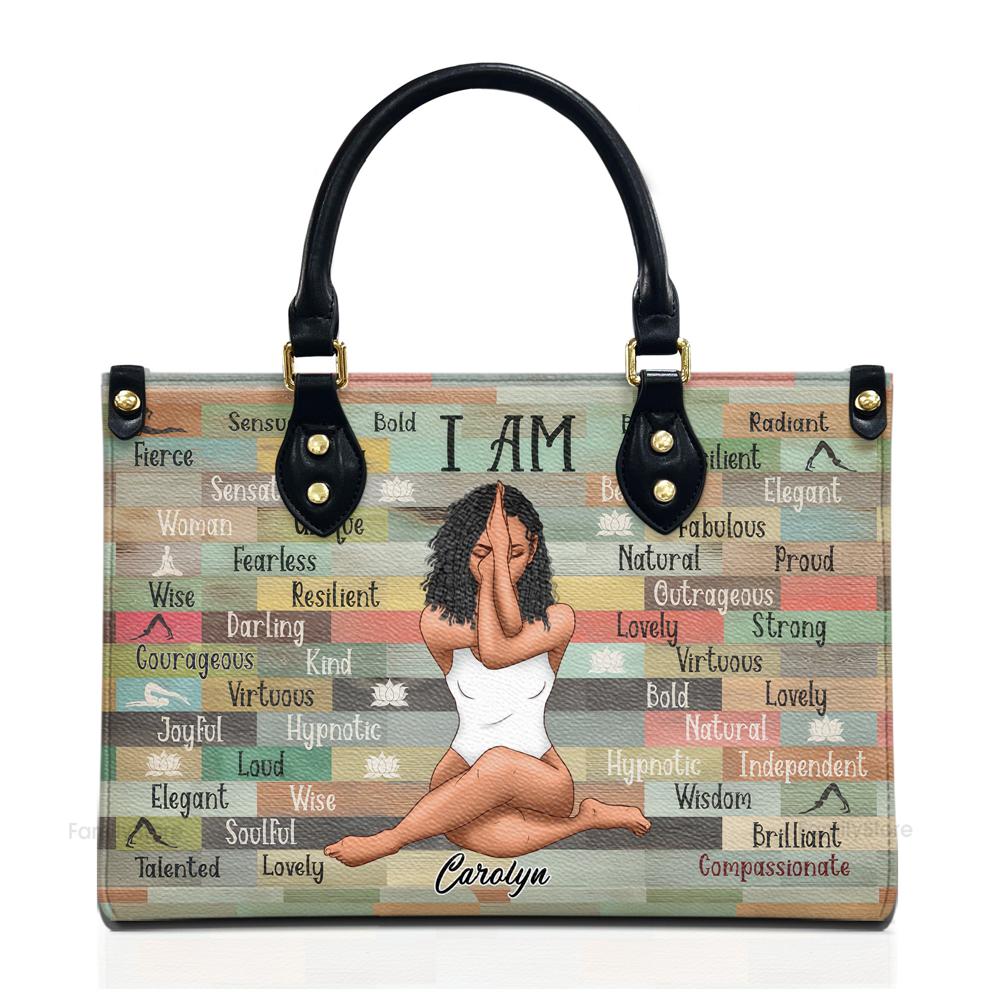 I Am Black Woman Affirmations - Personalized Leather Bag - Juneteenth, Birthday Gift For Black Woman, Mother, Friend, Sister | CLGOD02