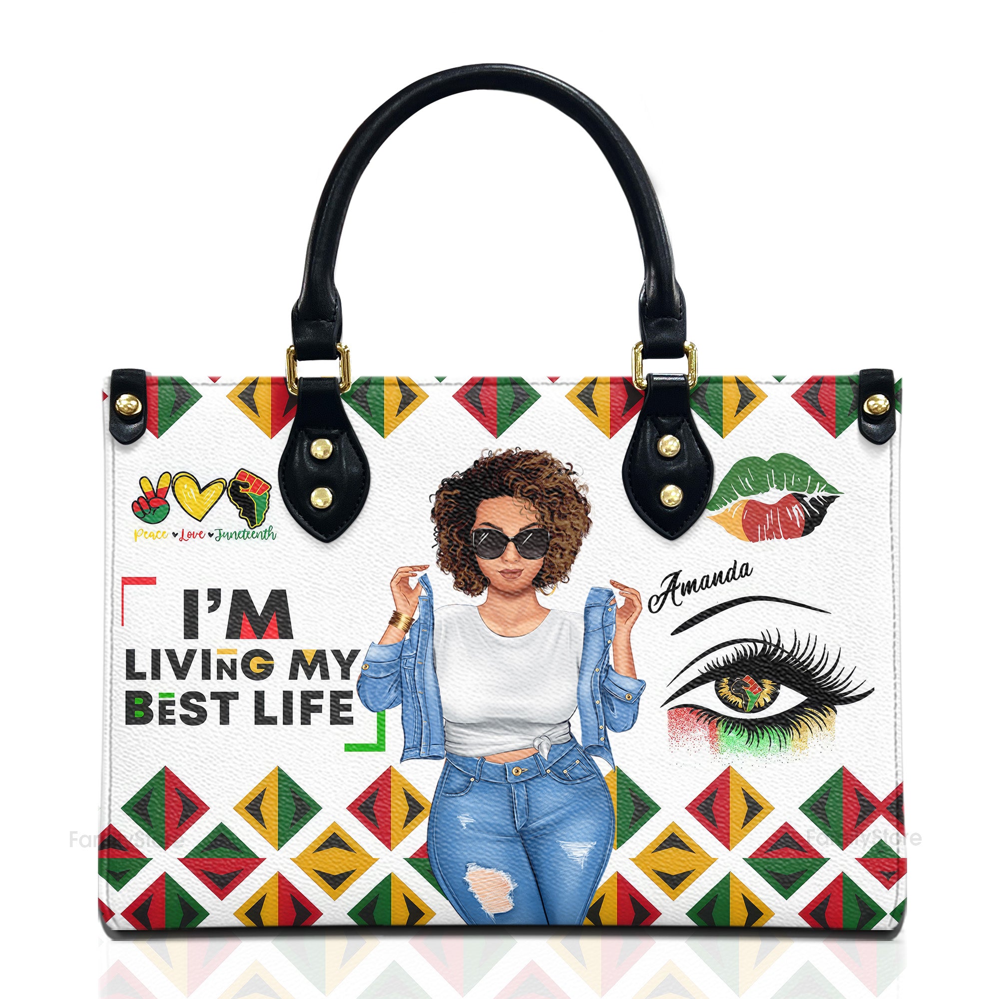 Living My Best Life - Personalized Leather Bag - Juneteenth, Birthday Gift For Black Woman, Mother, Friend, Sister | GR3