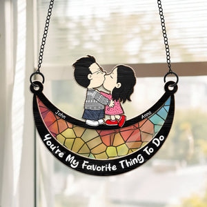 You're My Favorite Thing To Do Peanuts - Personalized  Window Hanging Suncatcher Ornament - Gift For Couple, Husband Wife, Anniversary, Engagement, Wedding, Marriage Gift - CL45 NH96