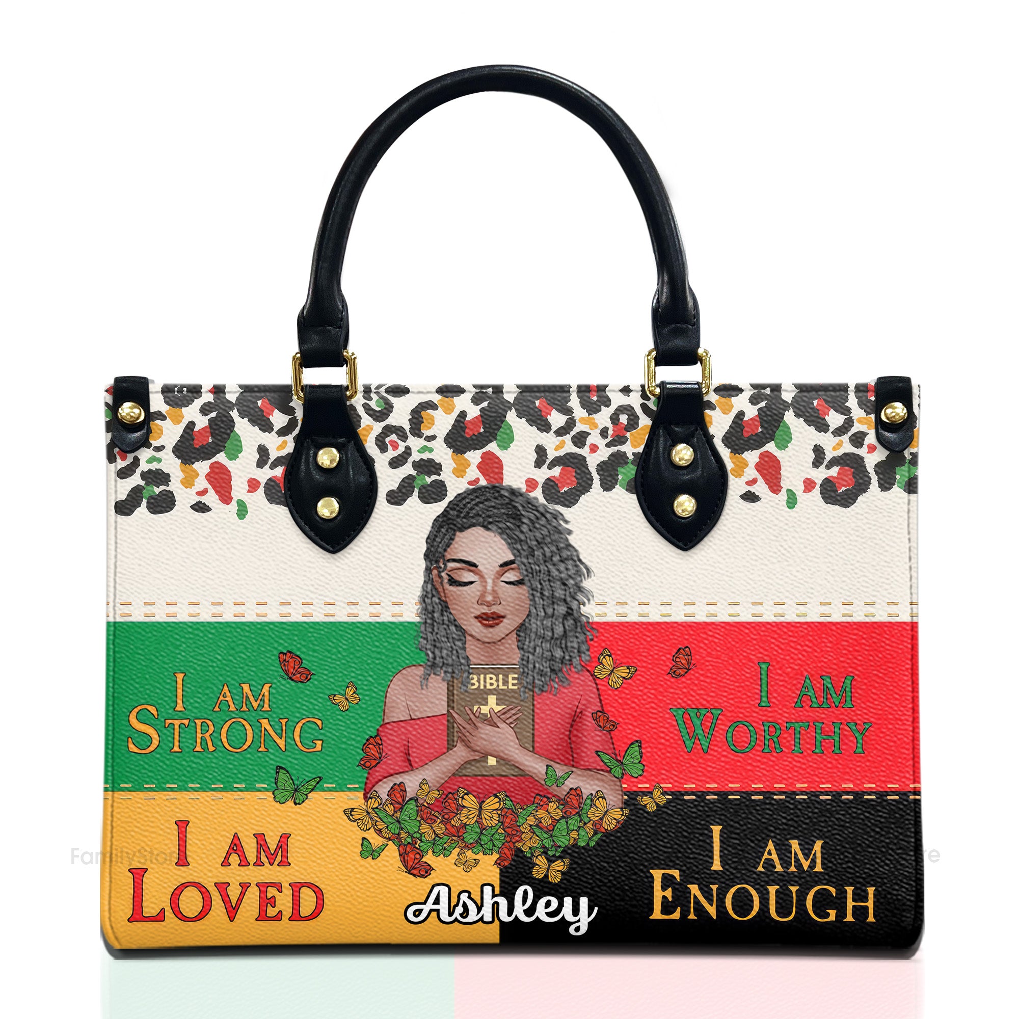 I Am Strong Juneteenth - Personalized Leather Bag - Mother's Day Gift For Blank Mom, Grandma | CLGOD01