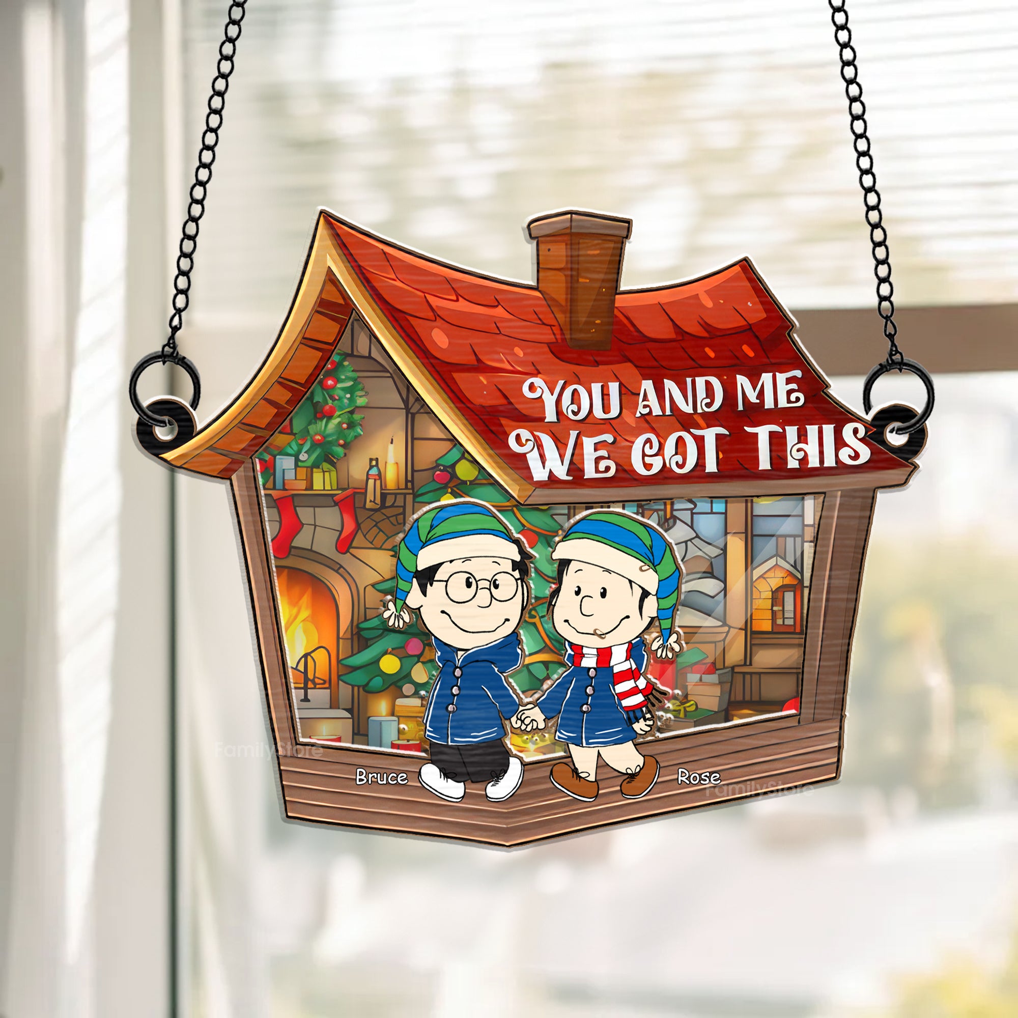 You and Me, We Got This Peanuts - Personalized  Window Hanging Suncatcher Ornament - Gift For Couple, Husband Wife, Anniversary, Engagement, Wedding, Marriage Gift - CL43 NH96