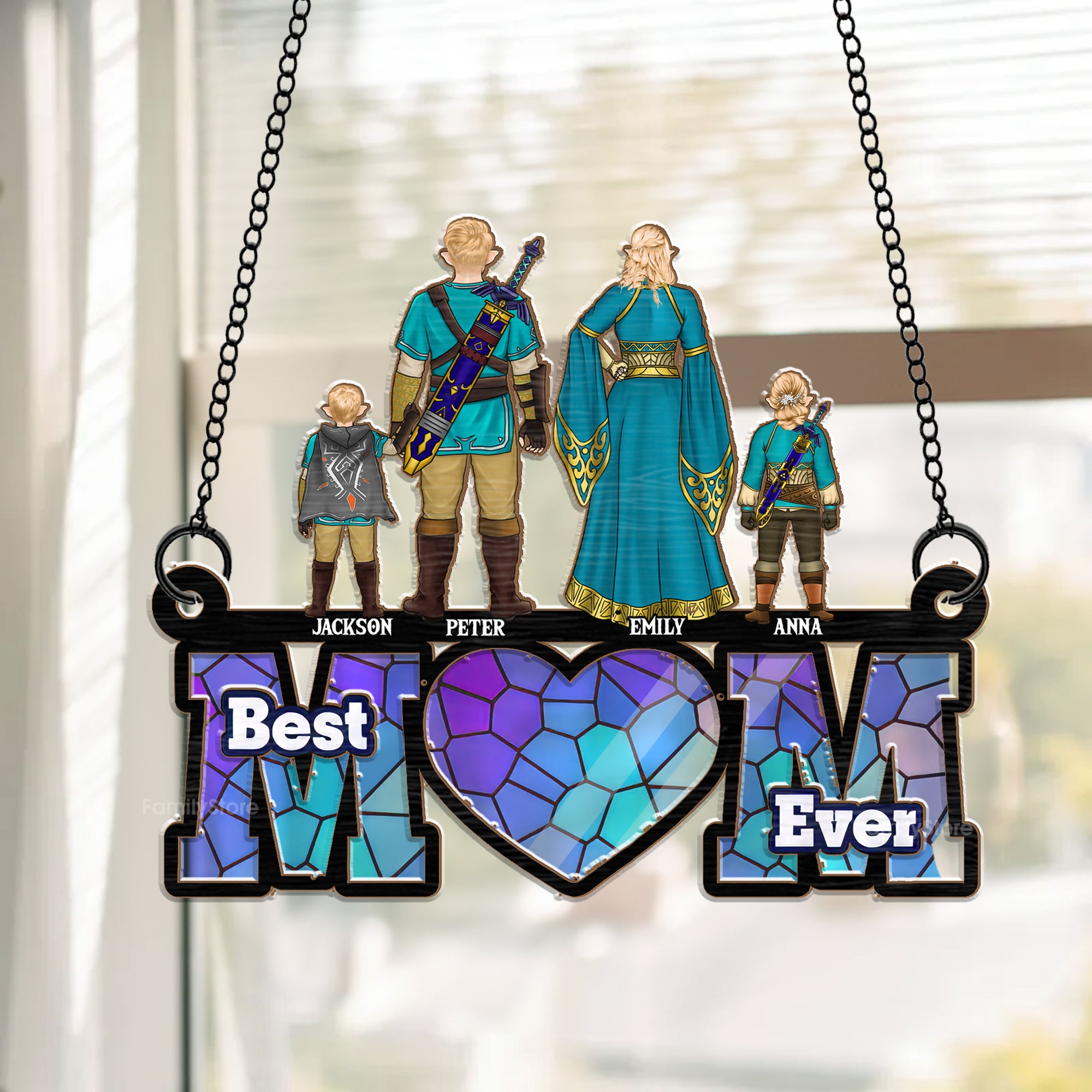 Best Mom Ever Zelda Mom - Personalized Window Suncatcher Ornament - Gift for Mom, Grandma, Wife CL07 - NH96