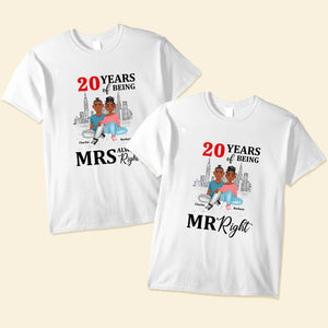 Many Years Of Being Mr Right Black African - Personalized Shirt - Gift For Couple, Husband Wife, Anniversary, Engagement, Wedding, Marriage Gift - GR1 NH96