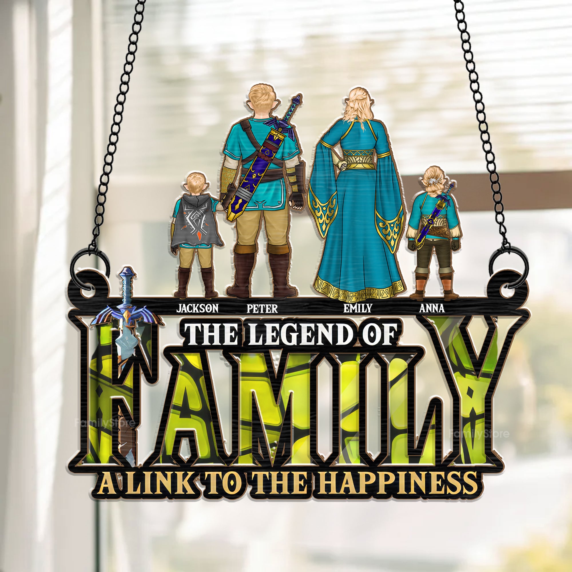 The Legend Of Family A Link To The Happiness - Personalized Window Suncatcher Ornament - Gift For Family Memmber - CL07 NH96