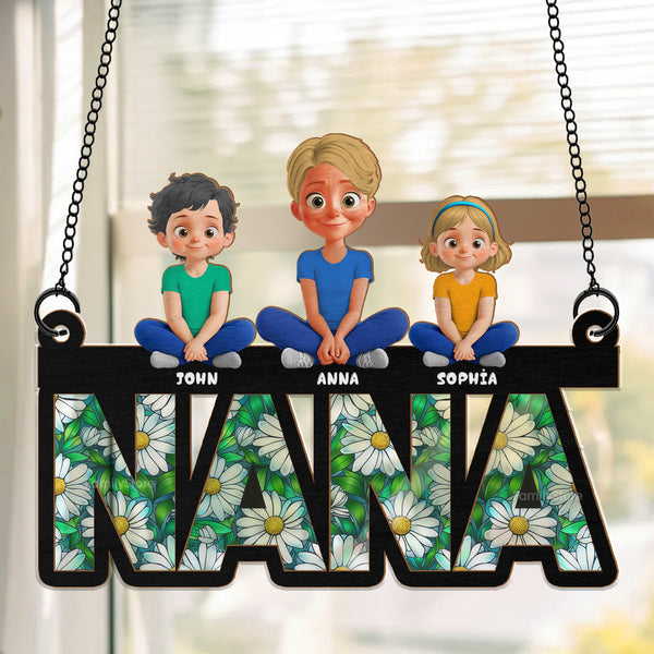 Love You Mom Grandma  - Personalized Window Hanging Window Hanging Suncatcher Ornament - Gift For Mom, Grandma, Mother's Day | GR25 NA94