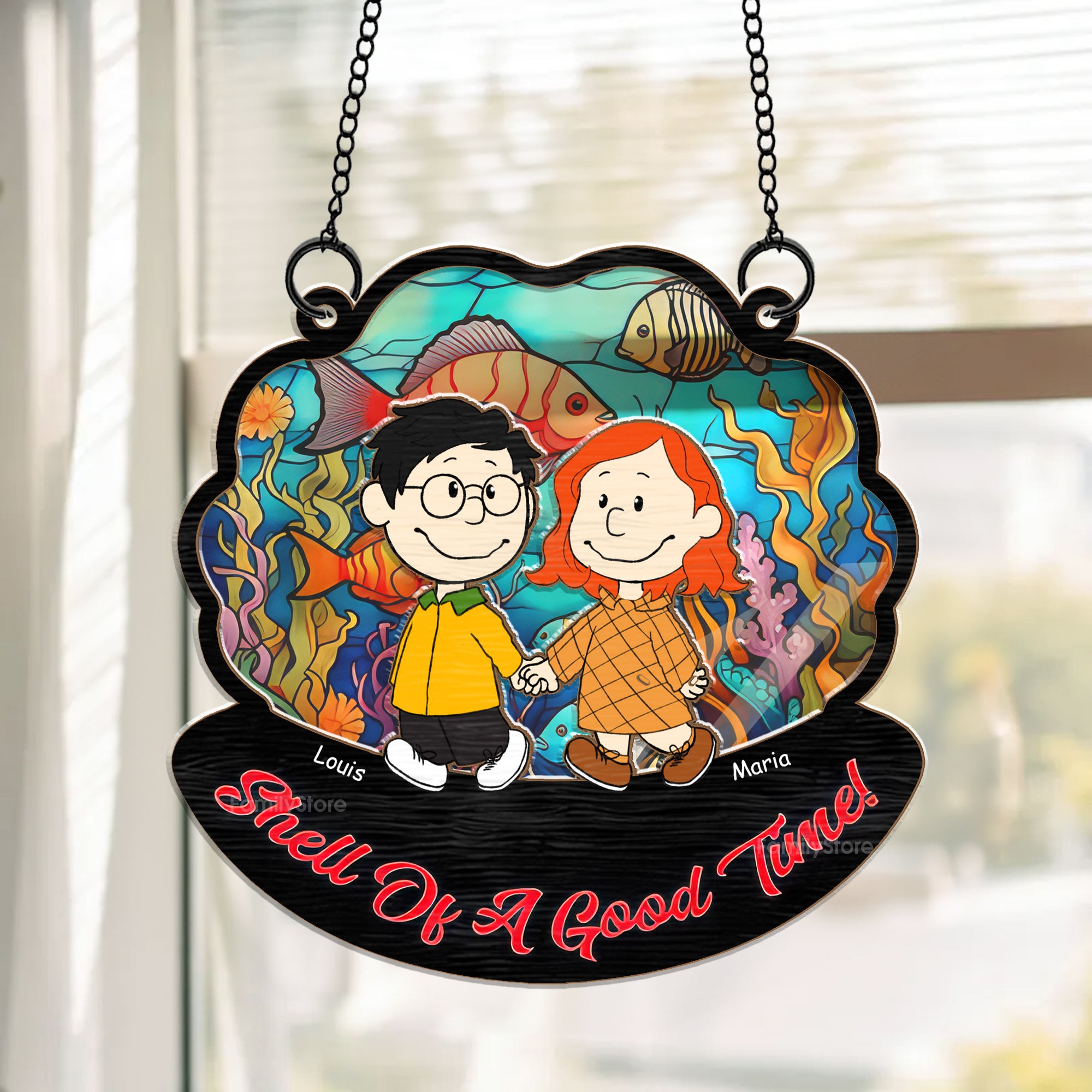 Shell Of A Good Tunel Peanuts - Personalized  Window Hanging Suncatcher Ornament - Gift For Couple, Husband Wife, Anniversary, Engagement, Wedding, Marriage Gift - CL43 NH96