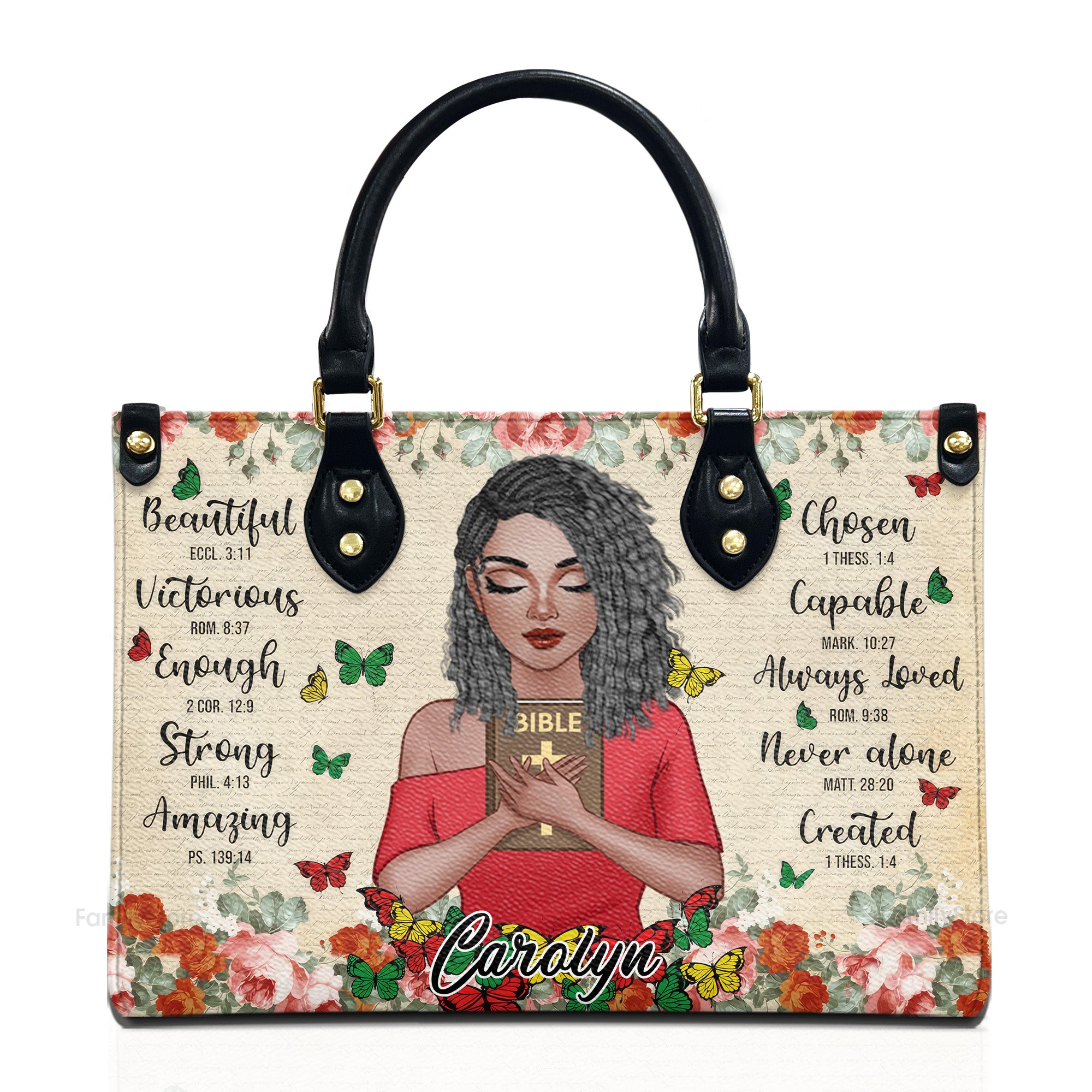 You Are Beautiful Victorious Chosen Vintage Style - Personalized Leather Bag - Birthday Gift For Black Woman, Mother, Friend, Sister | CLGOD01