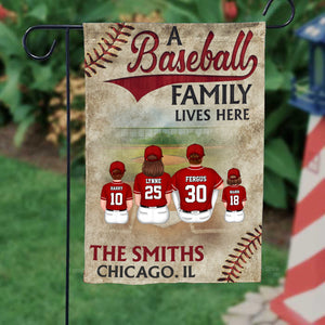 A Baseball Family Lives Here - Gift For Family, Mom, Dad - Personalized Flag - SPCL01 NA94