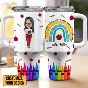 Being A Teacher Custom Photo - Personalized Custom Tumbler With Handle - Teacher's Day Gift For Teacher