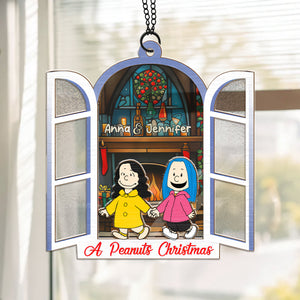 A Peanuts Christmas - Personalized  Window Hanging Suncatcher Ornament - Gift For Couple, Husband Wife, Anniversary, Engagement, Wedding, Marriage Gift - CL48 NH96