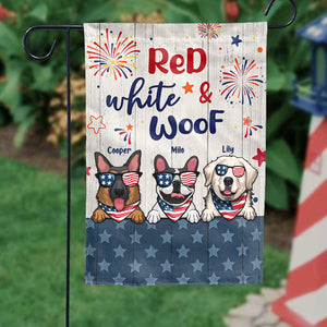 Red White Woof Happy Independence Day - Gift For Dog Lovers - Personalized Flag