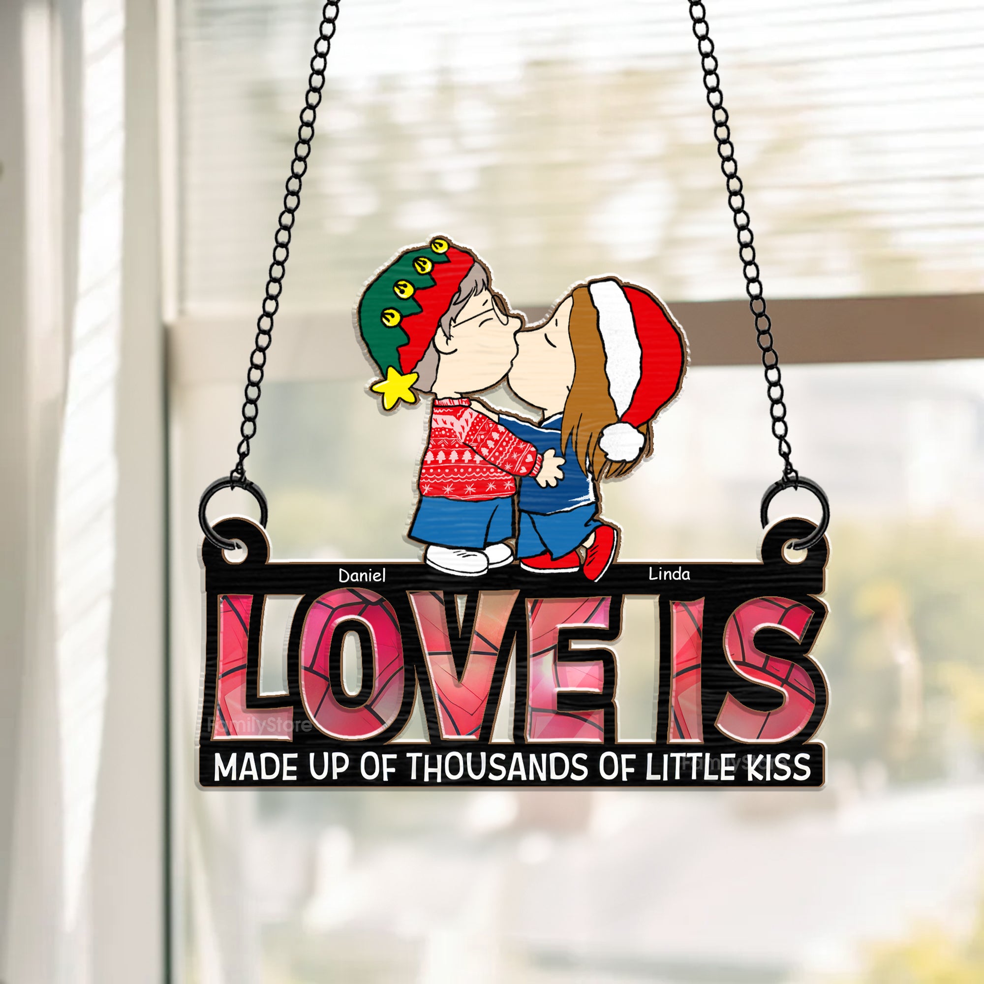 Love Is Made Up Of Thousands Of Little Kiss  - Personalized  Window Hanging Suncatcher Ornament - Gift For Couple, Husband Wife, Anniversary, Engagement, Wedding, Marriage Gift  - CL45 NA94