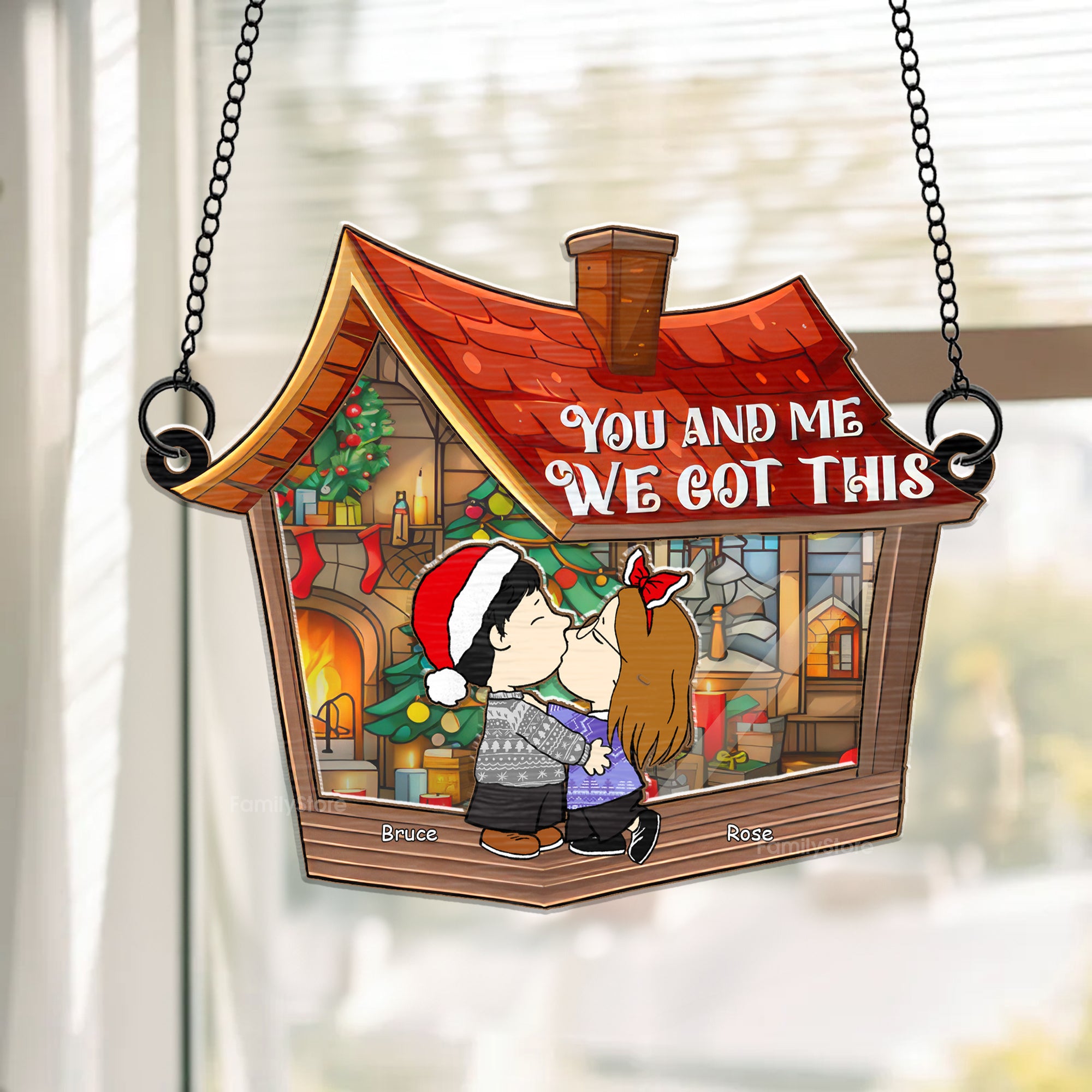 You And Me, We Got This Peanuts - Personalized  Window Hanging Suncatcher Ornament - Gift For Couple, Husband Wife, Anniversary, Engagement, Wedding, Marriage Gift - CL45 NH96