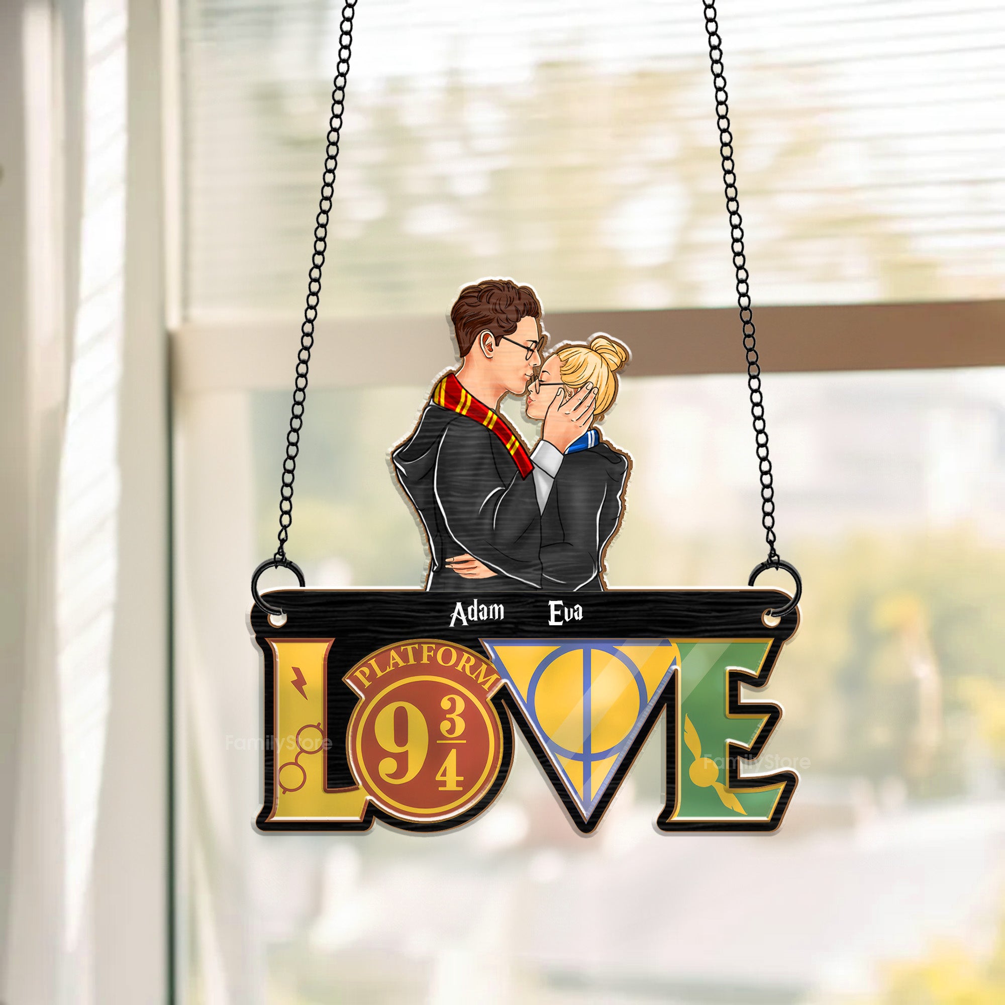 Harry Potter Love Platform 934 - Gift For Couple - Personalized Window Hanging Suncatcher Ornament - CL20 NH96