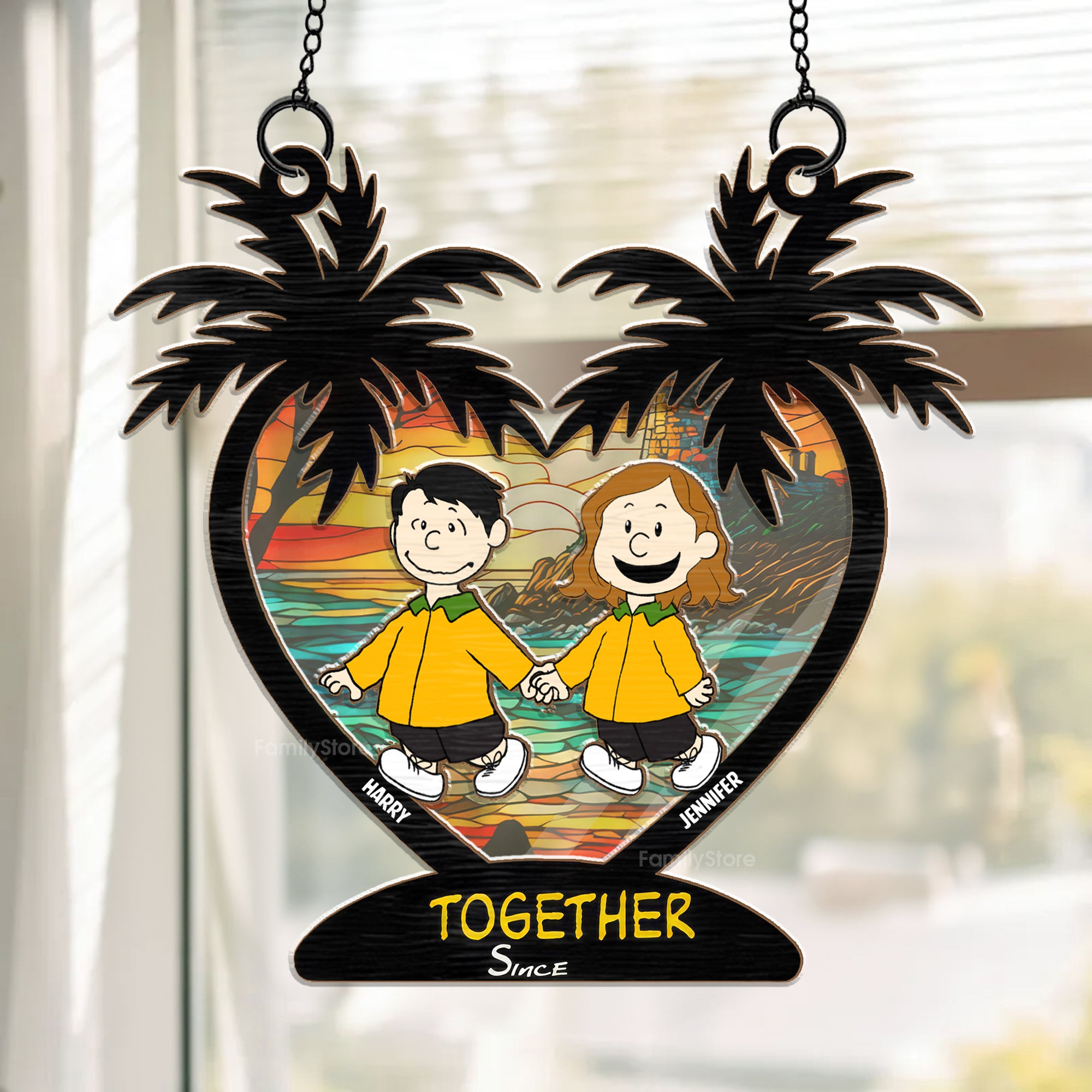 Together Since Peanuts - Personalized  Window Hanging Suncatcher Ornament - Gift For Couple, Husband Wife, Anniversary, Engagement, Wedding, Marriage Gift - CL48 NH96