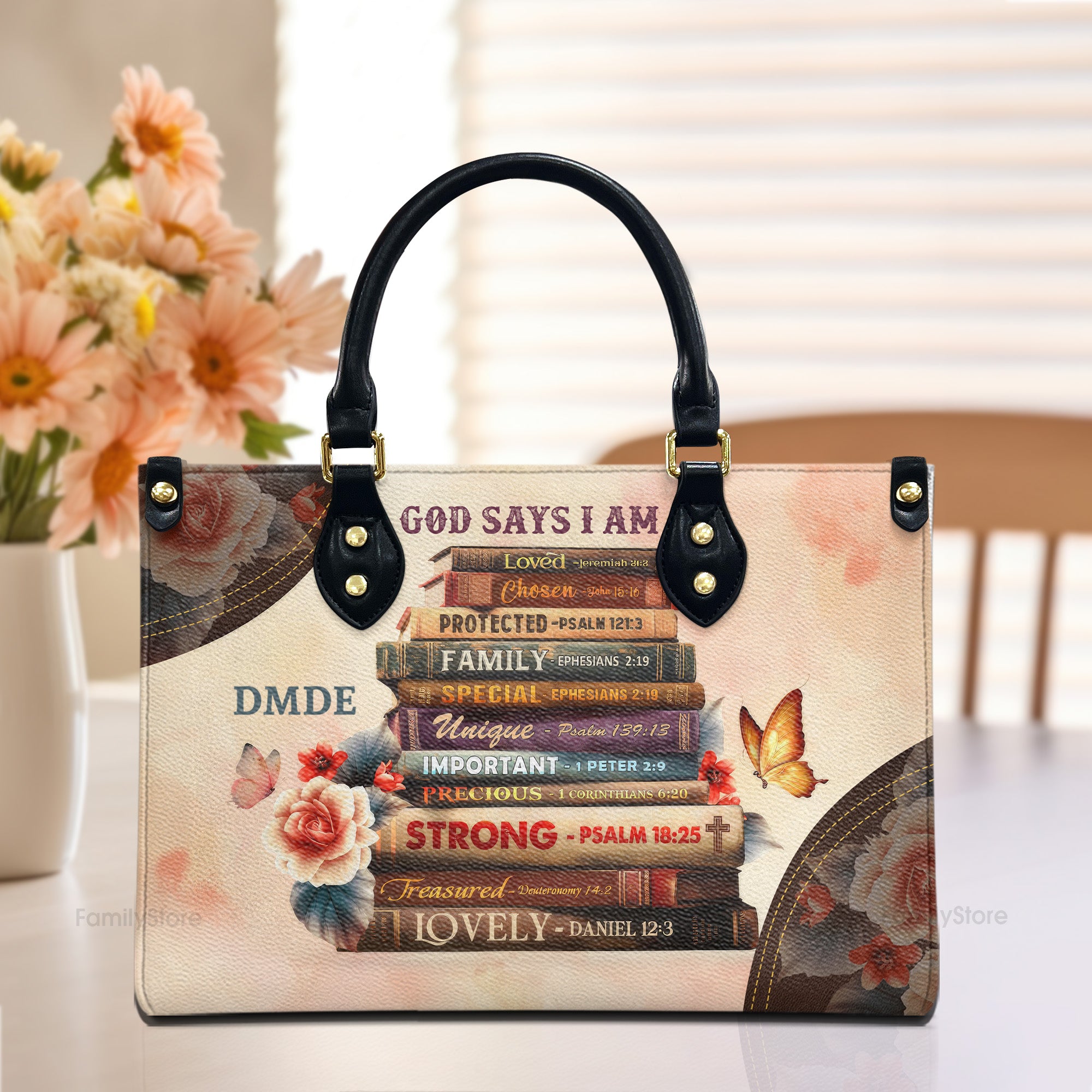 God Says I Am - Scripture Gifts For Women Of God - Personalized Leather Handbag With Handle - AT4080969