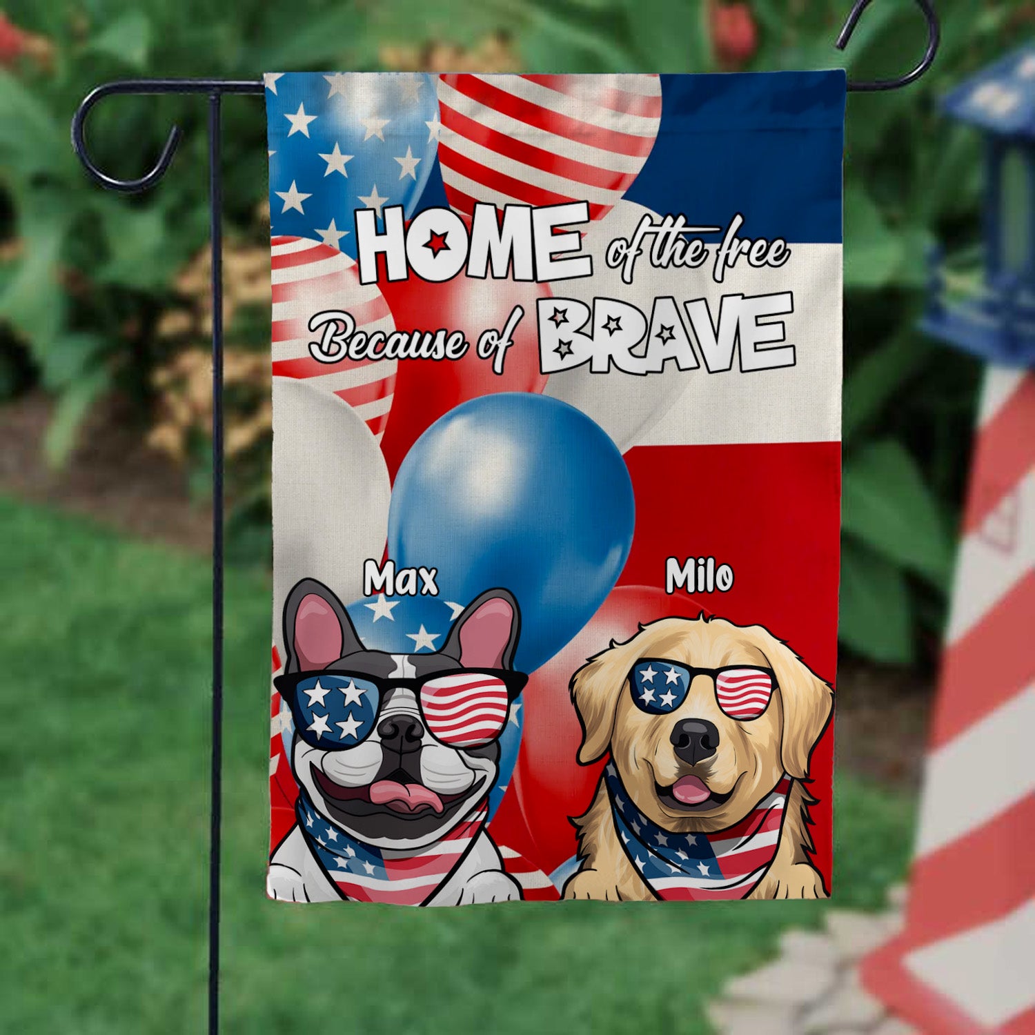 Home Of The Free Because Of The Brave - Gift For Pet Lovers - Personalized Flag