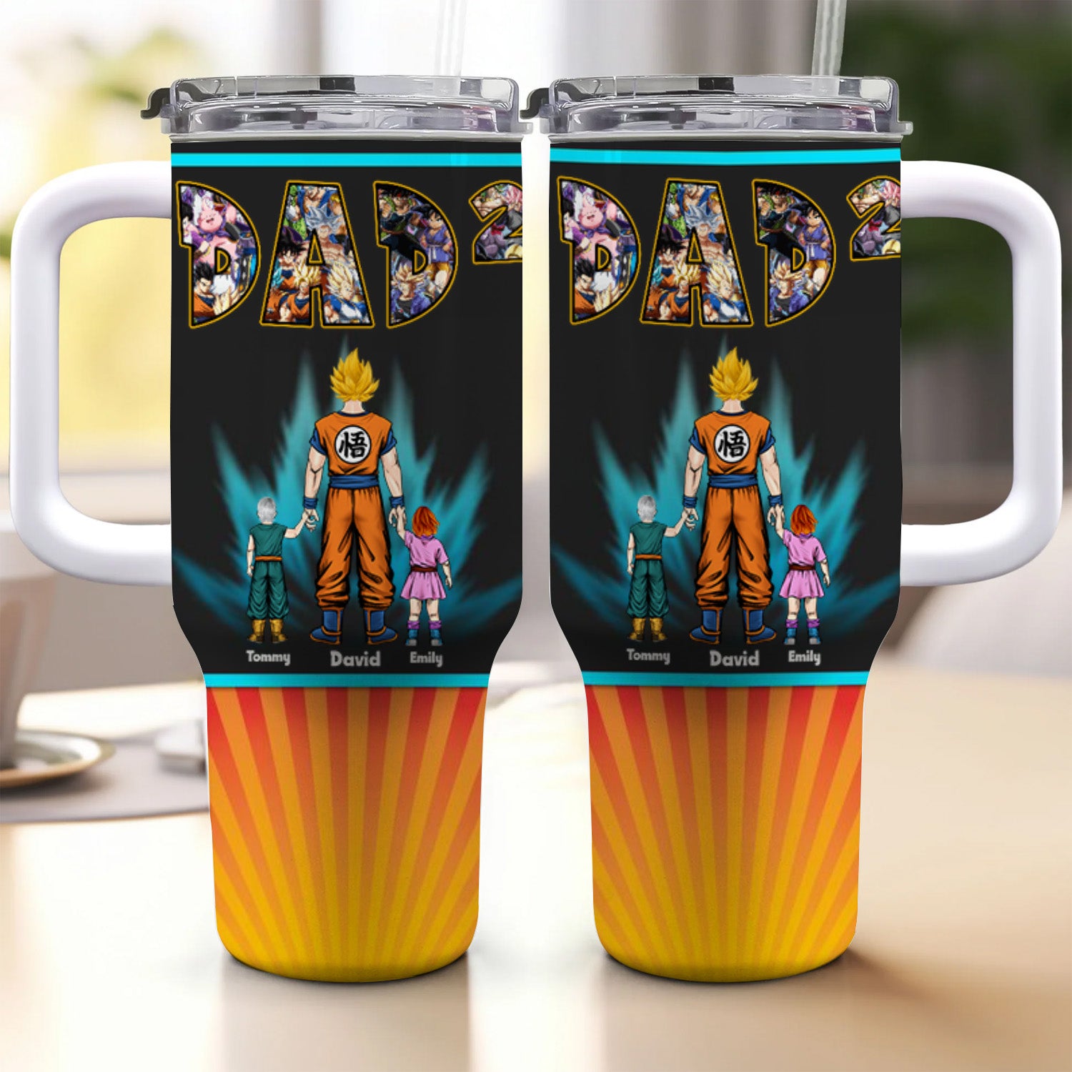 Goku San Daddy's Team - Gift For Father's Day - Personalized 40oz Tumbler Cup With Straw