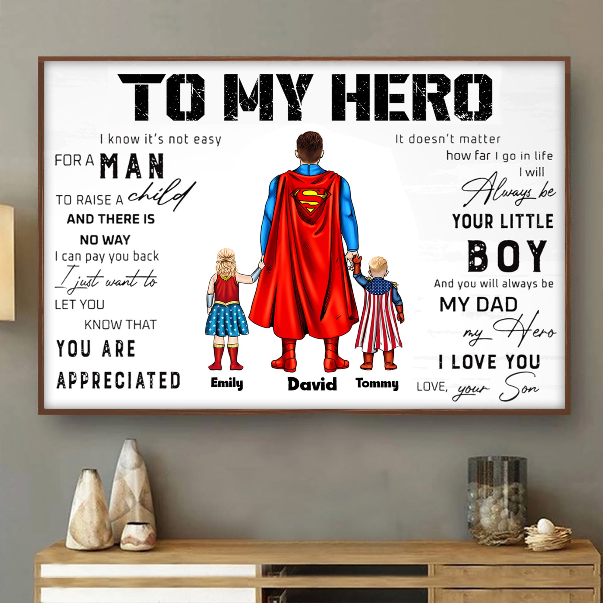 I Know It's Not Easy For A Man To Raise A Child - Gift For Dad - Personalized Canvas