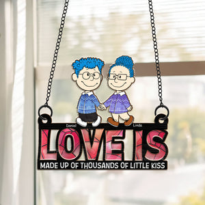 Love Is Made Up Of Thousands Of Little Kiss  - Personalized Window Hanging Suncatcher Ornament - Gift For Couple, Husband Wife, Anniversary, Engagement, Wedding, Marriage Gift  - CL43 NH96