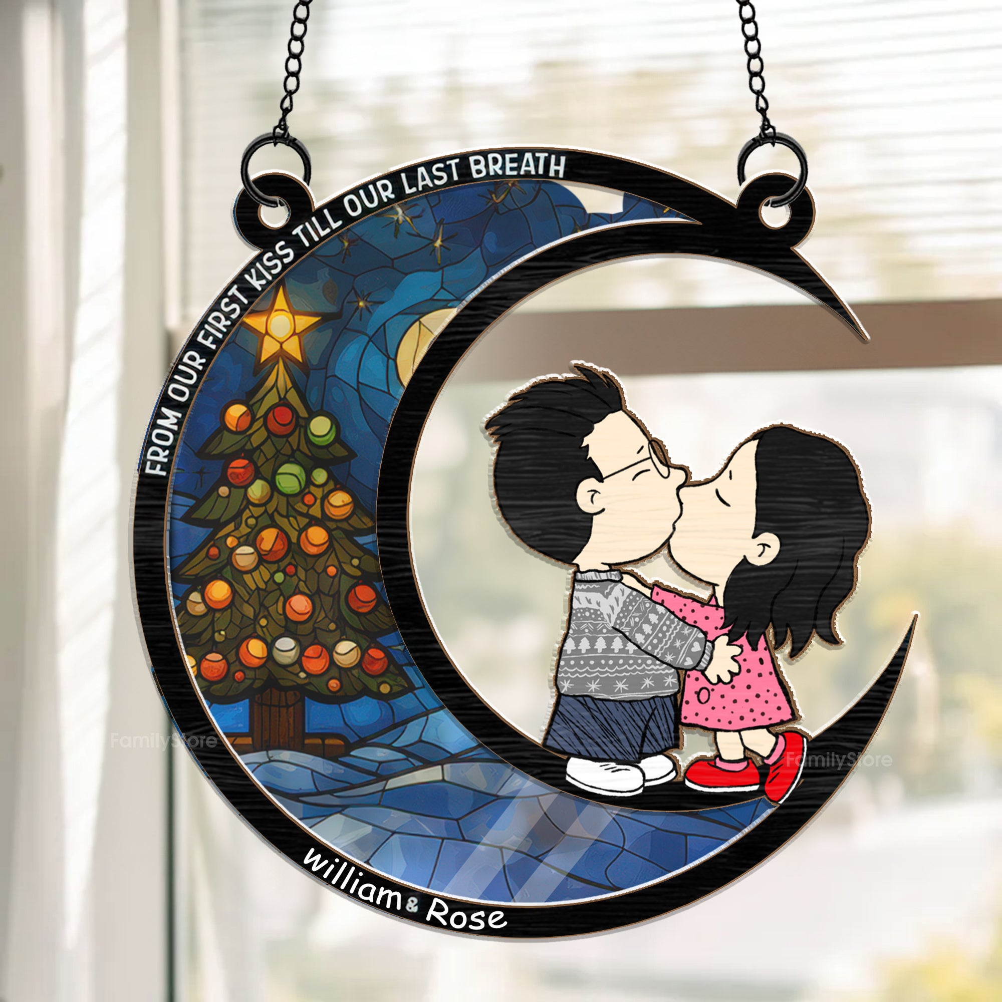 From Our First Kiss Till Our Last Breath - Gift For Couples - Personalized Window Suncatcher Ornament CL45