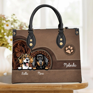 We Love You Mom - Personalized Leather Handbag - Gift for Dog Lovers, Dog Dad, Dog Mom | CLP13 NH96