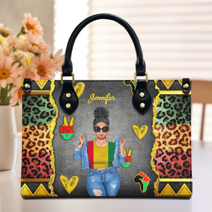 Juneteenth 1865 Freedom Quotes - Personalized Leather Handbag - Gift for Black Women and African Americans | GR3