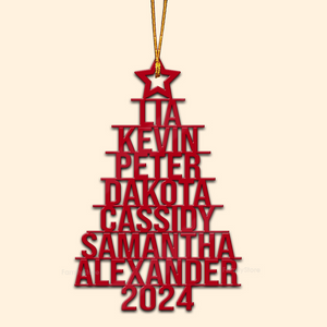 Our Family 2024 Christmas Tree - Gift For Family - Personalized Wood Ornament - NA94