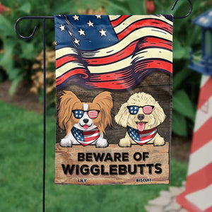 Beware Of Wigglebutt Stars And Stripes - Gift For Dog Lovers - Personalized Flag