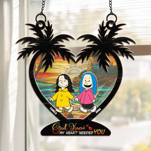 God Knew My Heart Needed You Peanuts - Personalized Window Hanging Suncatcher Ornament - Gift For Couple, Husband Wife, Anniversary, Engagement, Wedding, Marriage Gift - CL48 NH96