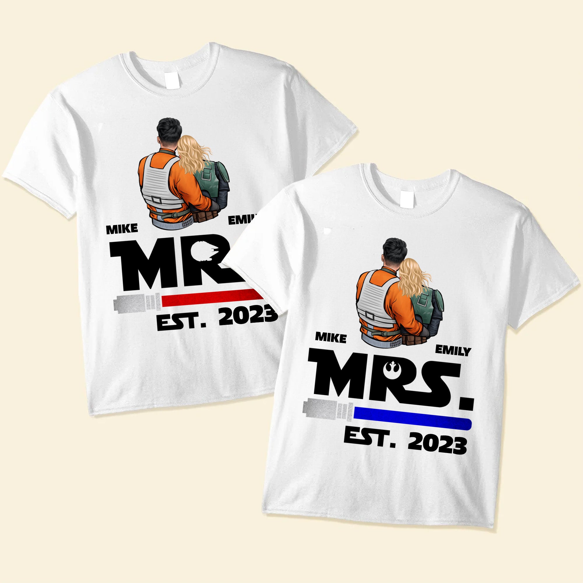 Star Wars Love Stars Mr And Mrs - Gift For Couple - Personalized Couple Tshirt - CL19 NH96