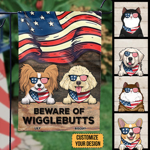 Beware Of Wigglebutt Stars And Stripes - Gift For Dog Lovers - Personalized Flag