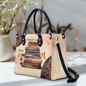 God Says I Am - Scripture Gifts For Women Of God - Personalized Leather Handbag With Handle - AT4080969