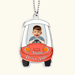 Custom Photo Dear Mom And Dad, Drive Safe - Gift For Family, Dad, Mom - Personalized Car Hanging Ornament - NA94